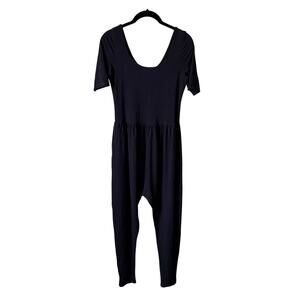 IMBODHI Womens LargeJumpsuit One Piece Short Sleeve Dark Blue Harem Pockets